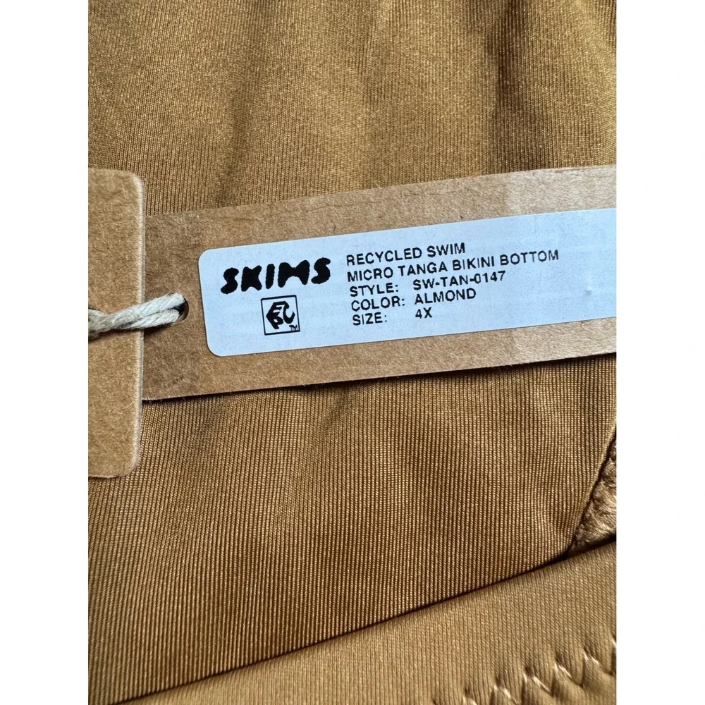 SKIMS Recycled Swim Micro Tanga Bikini Bottom Almond Brown 4X  NEW